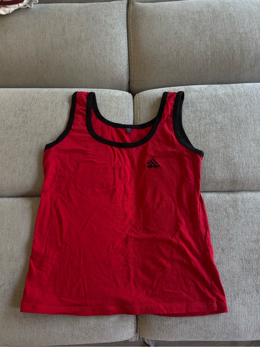 Vintage Adidas Red Tank Top with Black Trim - Women's